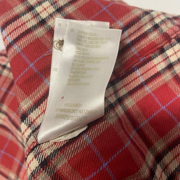 Fossil Shirt Flannel Red Plaid Button 2 Pocket Heavy Cotton Material Warm Sz XL - Picture 15 of 15